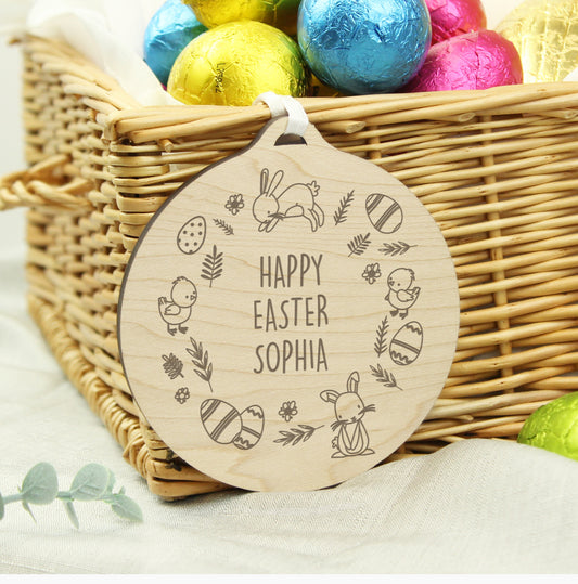 Personalised Happy Easter Wooden Decoration