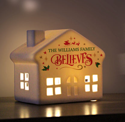 Personalised Believe in Christmas LED House