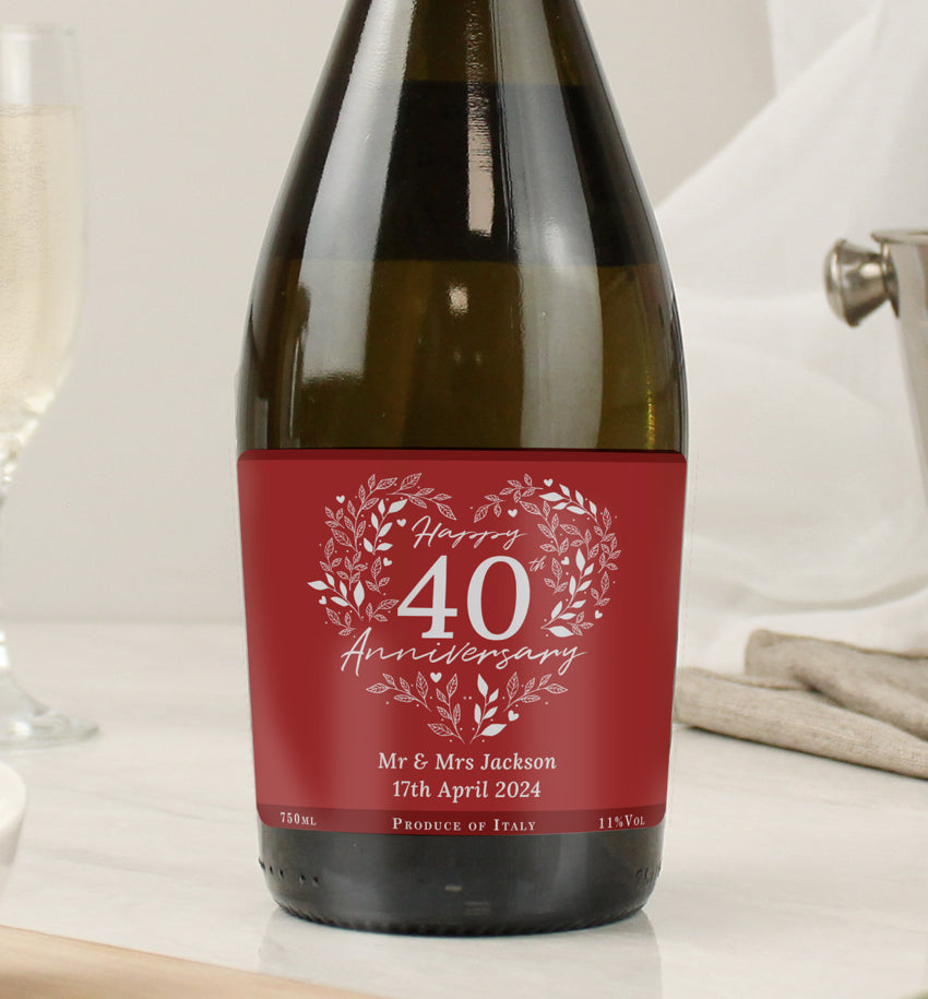Personalised 40th Ruby Wedding Anniversary Prosecco