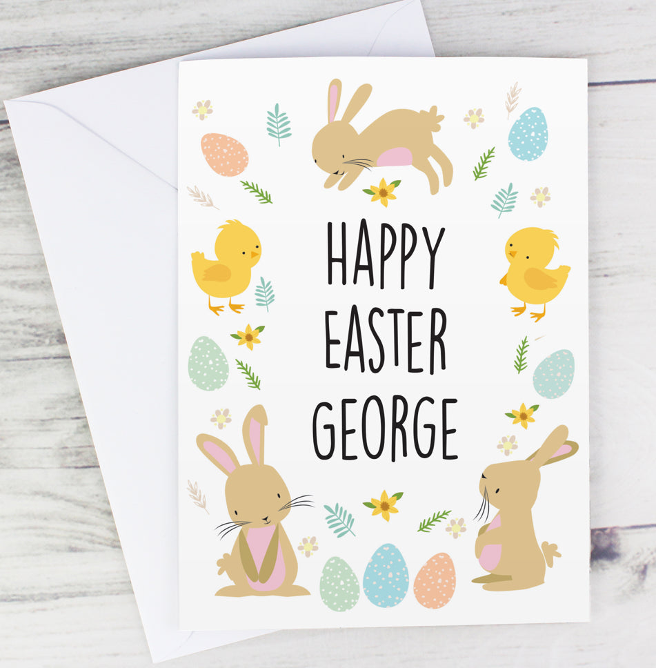 Personalised Easter Bunny & Chick Card
