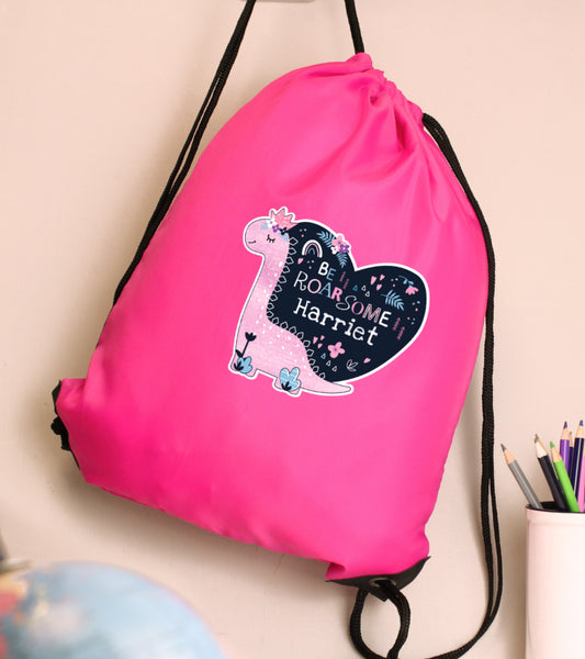 Personalised Dinosaur Pink Kit Bag