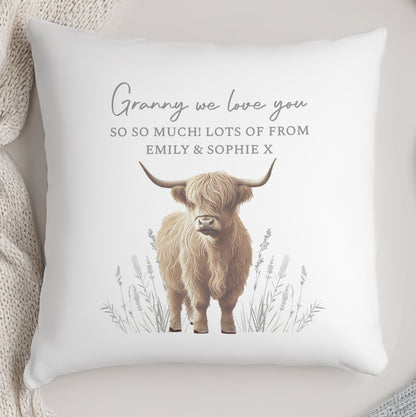 Personalised Highland Cow Cushion