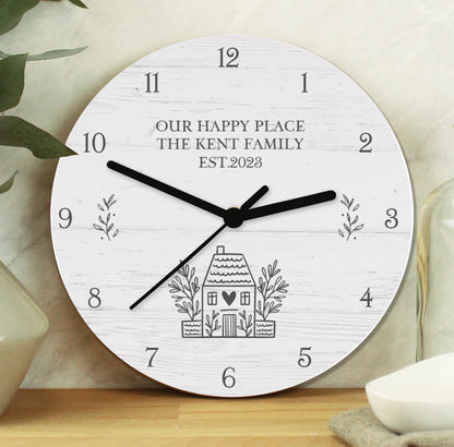 Personalised HOME Shabby Chic Wooden Clock