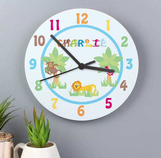 Personalised Blue Animal Alphabet Clock