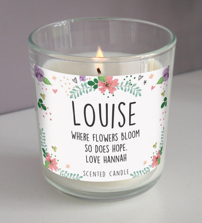Personalised Floral Scented Jar Candle