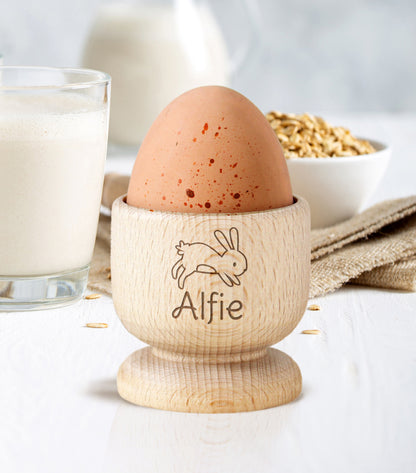 Personalised Bunny Wooden Egg Cup