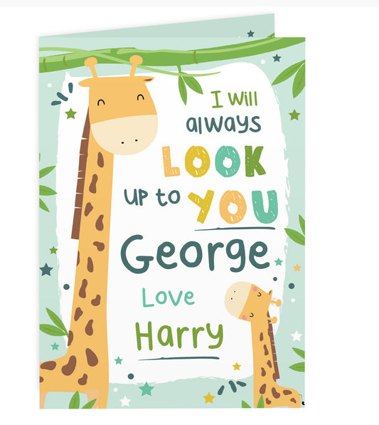 Personalised Look Up To You Giraffe Card
