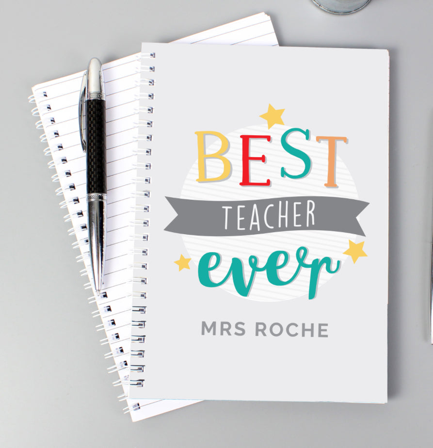 Personalised 'Best Teacher Ever' A5 Notebook
