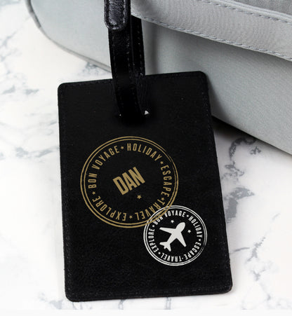 Personalised Stamped Black Luggage Tag