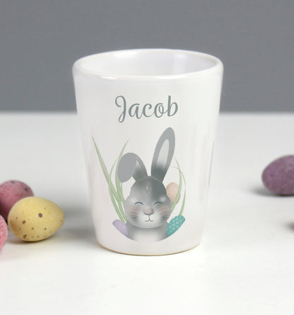 Personalised Grey Easter Bunny Egg Cup