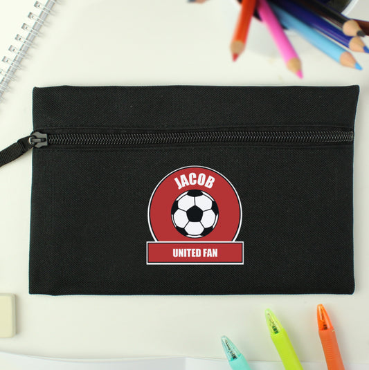 Personalised Red Football Fan Pencil Case