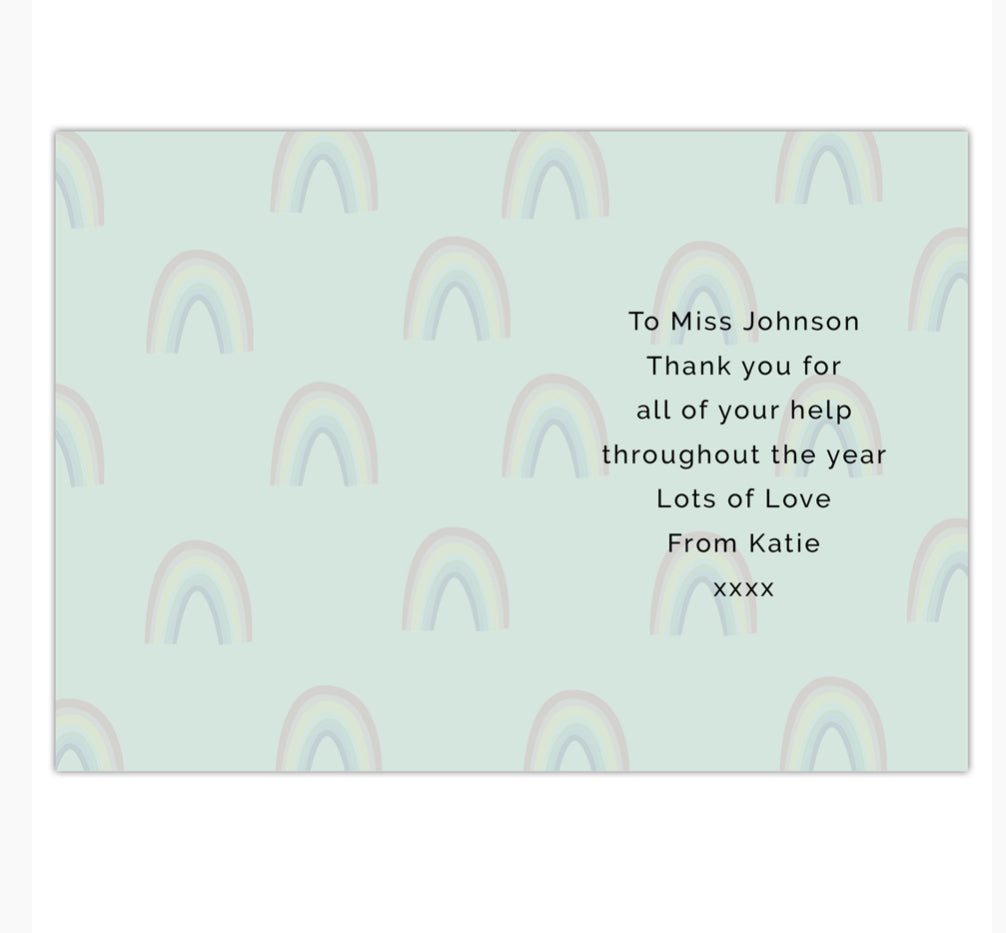 Personalised Rainbow Thank You Card