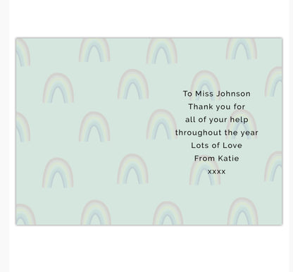 Personalised Rainbow Thank You Card