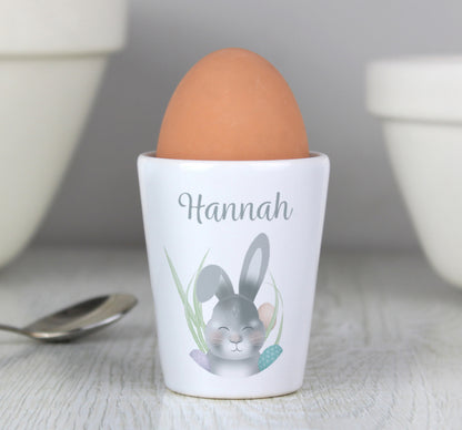 Personalised Grey Easter Bunny Egg Cup