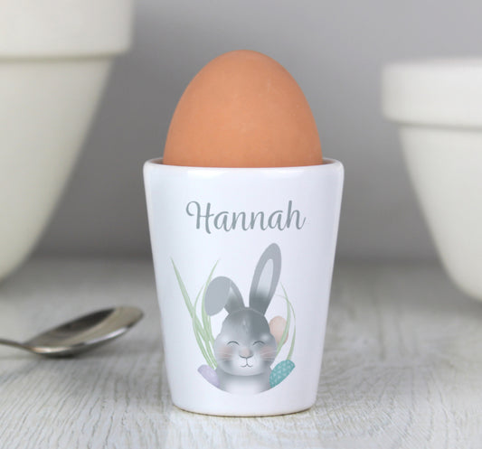 Personalised Grey Easter Bunny Egg Cup
