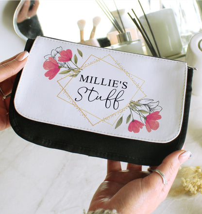 Personalised Pink Floral Make Up Bag