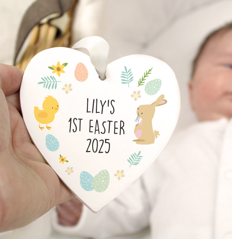 Personalised First Easter Heart Tree Decoration