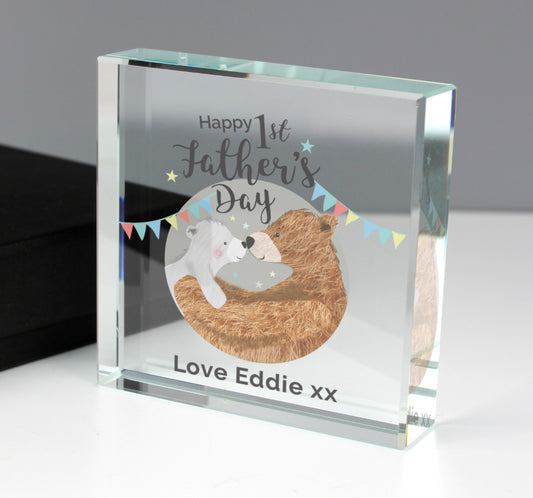 Personalised 1st Father's Day Daddy Bear Crystal Token