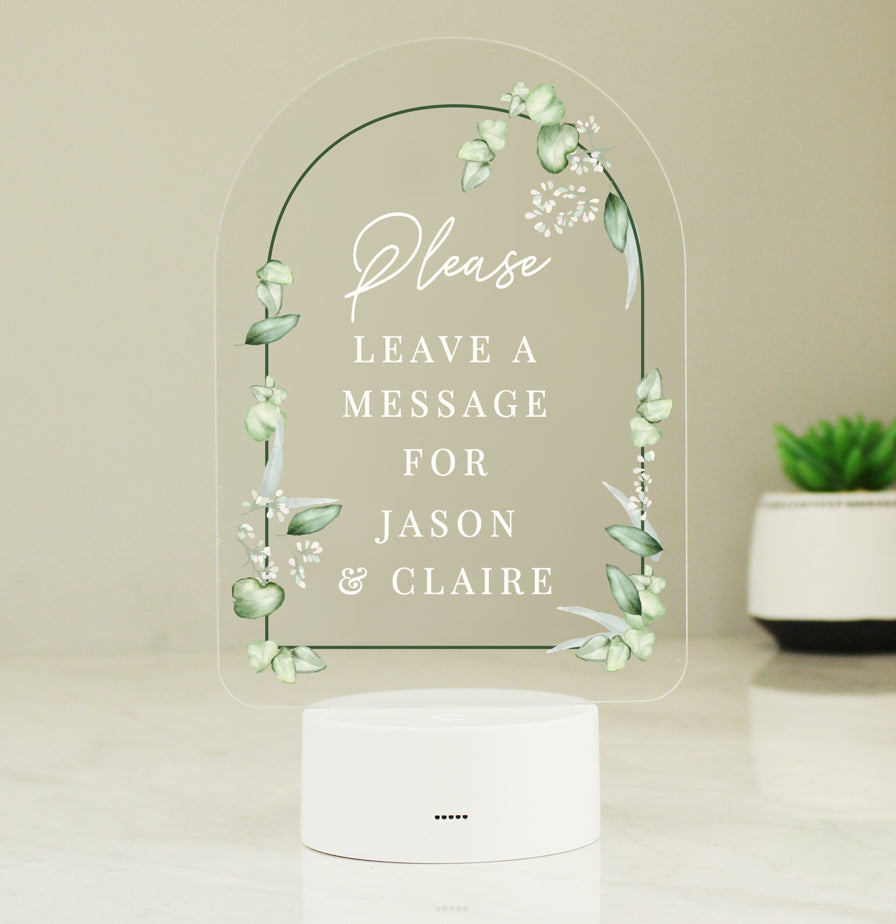 Personalised Botanical LED Colour Changing Wedding Sign