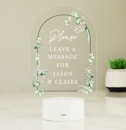 Personalised Botanical LED Colour Changing Wedding Sign