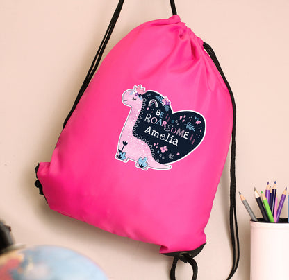 Personalised Dinosaur Pink Kit Bag
