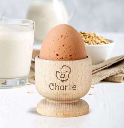 Personalised Chick Wooden Egg Cup