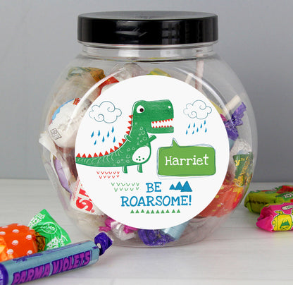 Personalised 'Be Roarsome' Dinosaur Sweet Jar