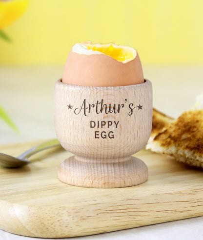 Personalised Stars Wooden Egg Cup