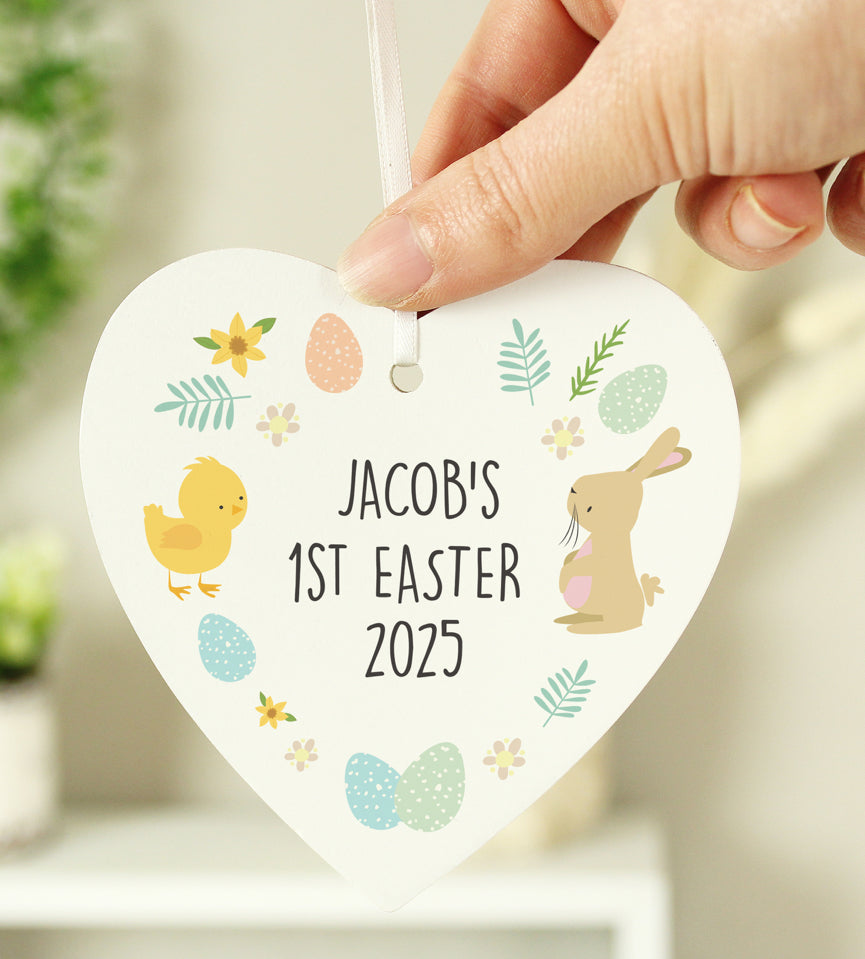 Personalised First Easter Heart Tree Decoration