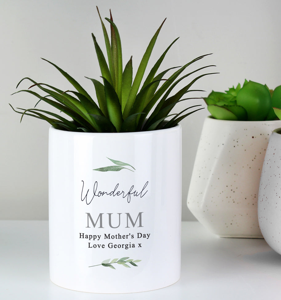 Personalised Free Text Botanical Ceramic Storage Pot