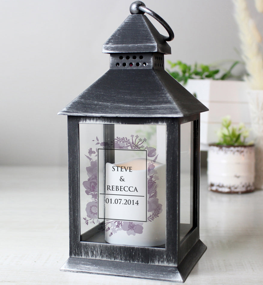 Personalised Soft Watercolour Rustic Black Lantern
