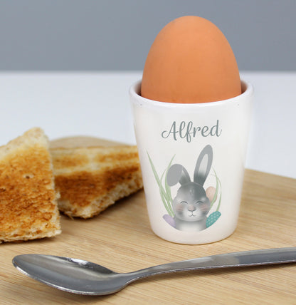 Personalised Grey Easter Bunny Egg Cup