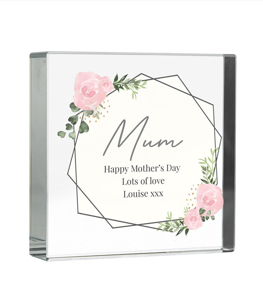 Personalised Abstract Rose Crystal Token