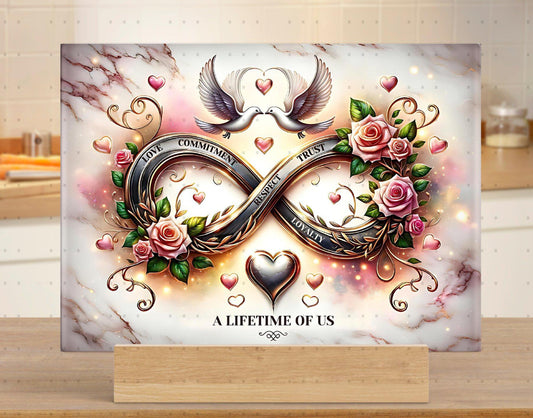 A Lifetime Of Us Glass Chopping Board