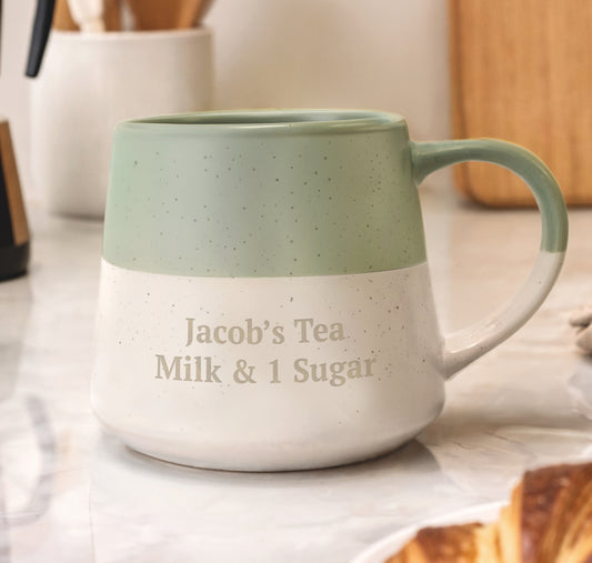 Personalised Green Speckled Ceramic Mug