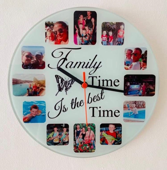 Family Time Is The Best Time 30cm Glass Clock