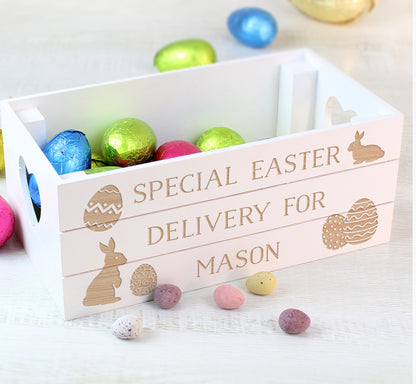 Personalised Easter Bunny Small Wooden Crate
