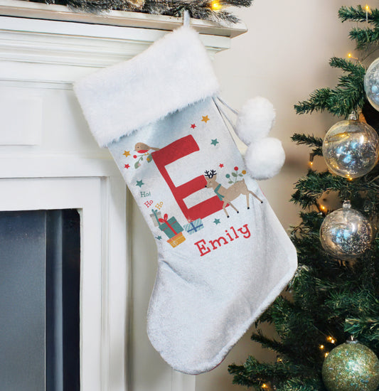 Personalised Initial Reindeer Christmas Stocking