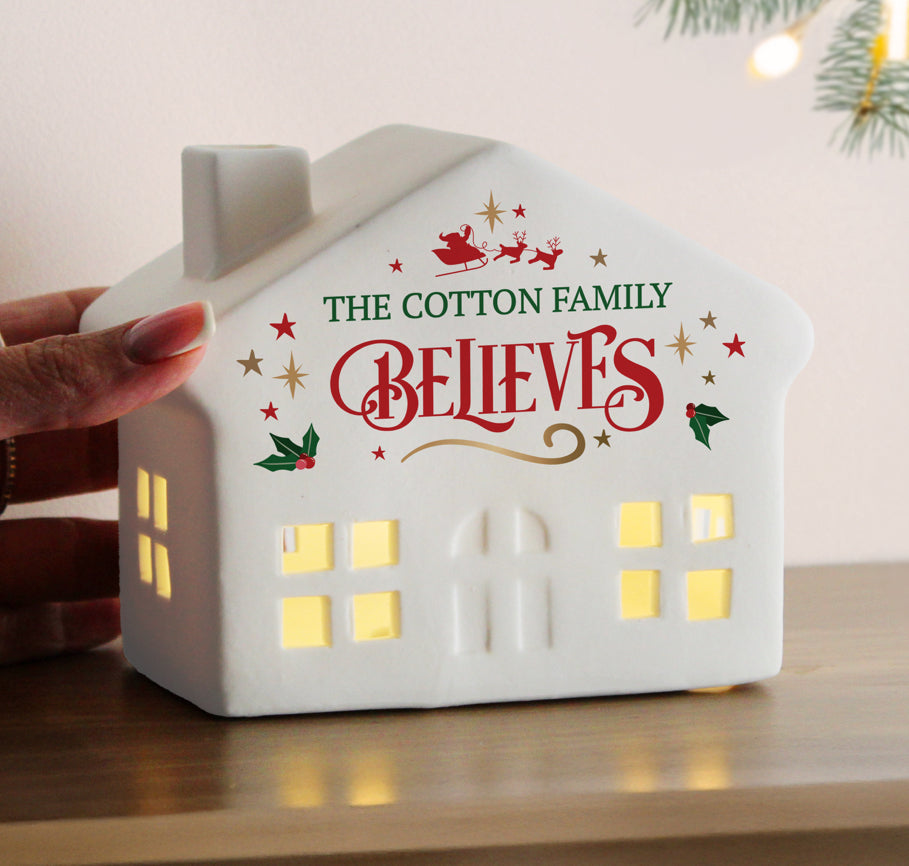 Personalised Believe in Christmas LED House