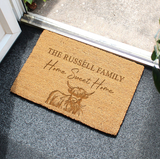 Personalised Highland Cow Doormat