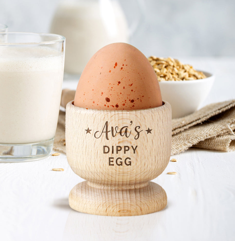 Personalised Stars Wooden Egg Cup