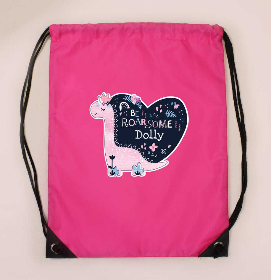 Personalised Dinosaur Pink Kit Bag