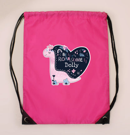 Personalised Dinosaur Pink Kit Bag