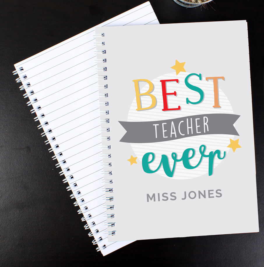 Personalised 'Best Teacher Ever' A5 Notebook