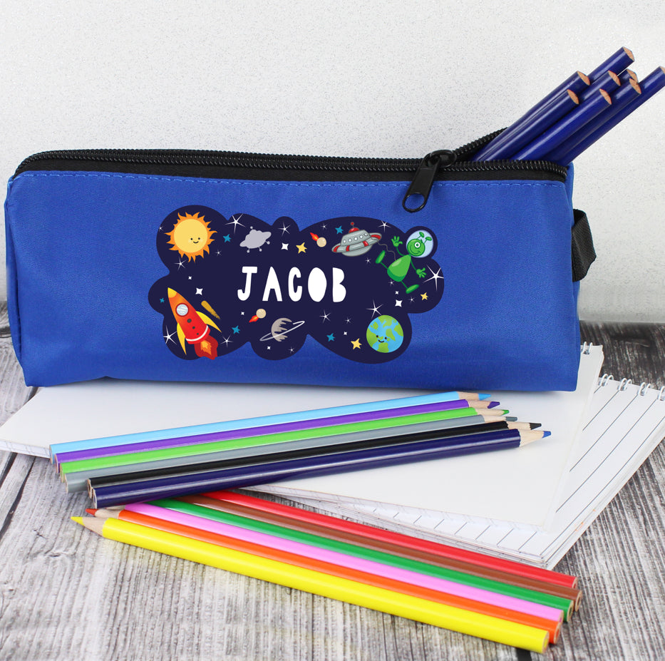 Personalised Space Blue Pencil Case
