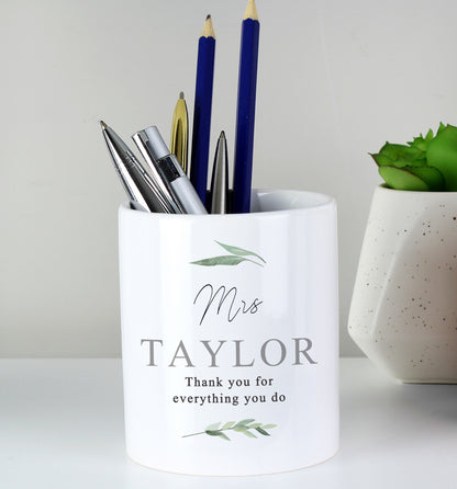 Personalised Free Text Botanical Ceramic Storage Pot