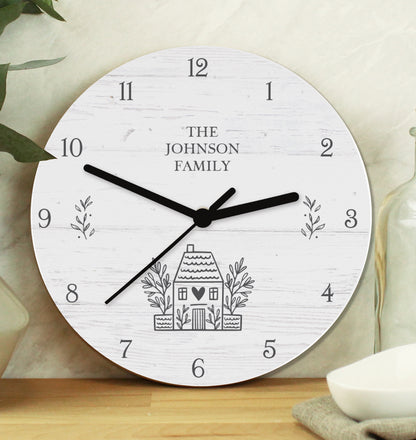 Personalised HOME Shabby Chic Wooden Clock