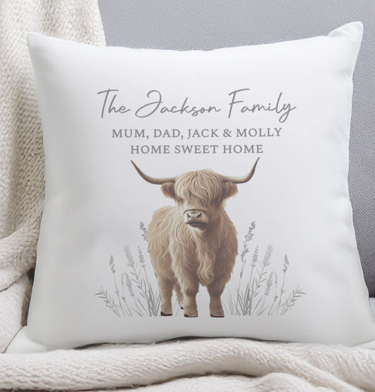Personalised Highland Cow Cushion