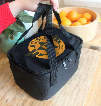 Personalised Badge Black Lunch Bag