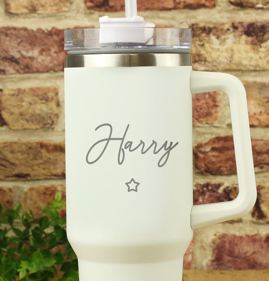 Personalised Star 40oz White Travel Cup